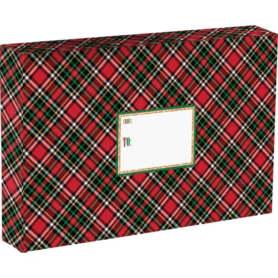 Pack/6: Red Gold Plaid Theme Mailing Box {1}