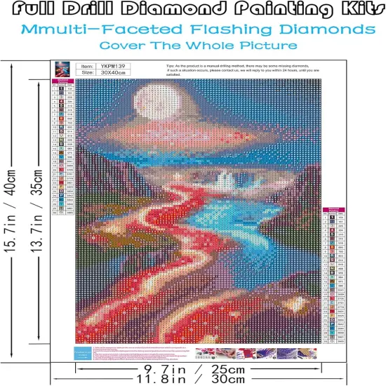5D Diamond Painting Kits for Adults, Moon Landscape Diamond Art Kits for Beginners, DIY Full Round Drill Paint by Diamonds, Home Wall Decor 12 x 16 Inch {2}
