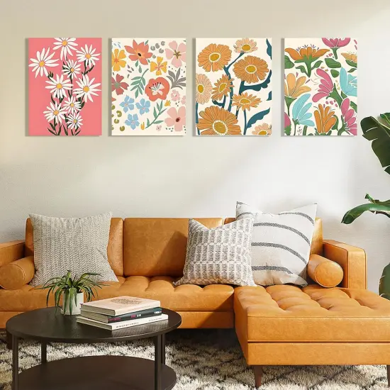 4 Pack Easy Paint by Numbers Kit for Adults Beginner,Small Paint by Number Kits for Kids Flower,Paint by Number Kit for Adults Flowers Cheerful Painting by Numbers on Canvas for 8x12 Inch {5}