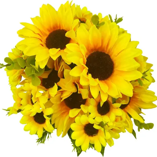 Artificial Sunflower Bouquets, 15&rdquo; Tall Silk Fake Sunflowers for Home Decor, DIY Garden Craft Arrangements (2 Pack) {1}