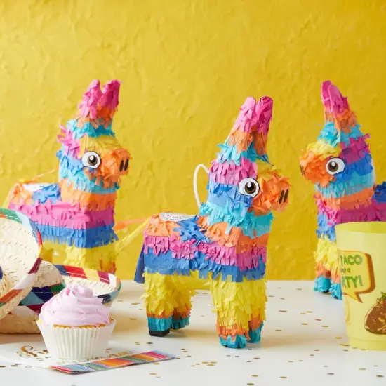 3 Pack Mini Donkey Pinata for Birthday Party, Mexican Pinata for Cinco de Mayo Fiesta Supplies (5.5 x 9.25 x 2.15 In) {1}