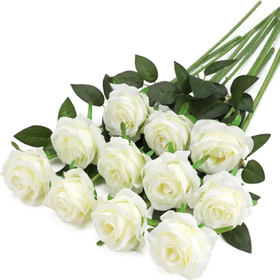 10 Pcs Fake Artificial Roses Silk Flowers {1}
