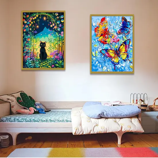 Paint by Numbers Black Cat, Paint by Number for Adults & Beginner Canvas, Animal Garden Landscape Oil Painting Kits, Perfect for Office Wall Decoration 16x20inch {3}