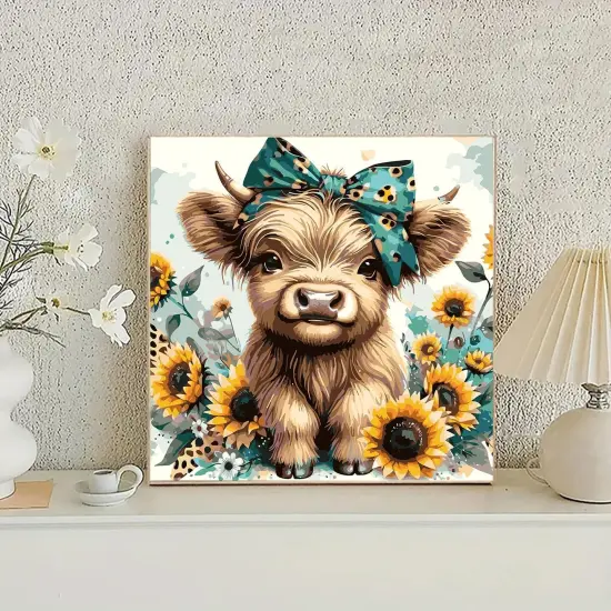 Easy Paint by Numbers Kit for Adults Beginner, Cow Adult Paint by Number Kits on Canvas, DIY Painting with Numbers for Adults, Acrylic Simple Oil Paint by Number Kits for Home Wall Decor 16x16 In {5}