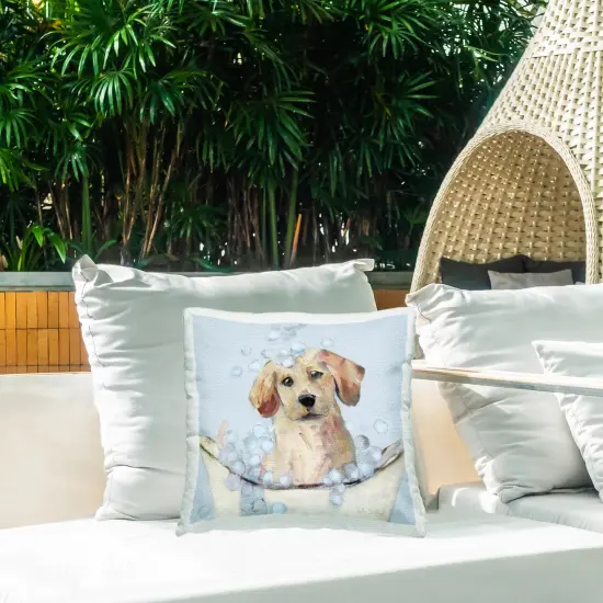 Stupell Industries Bubble Bath Lab Puppy Outdoor Printed Pillow design by Sally Swatland, 18 x 7 x 18 {2}