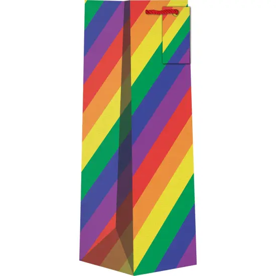 Pack/6: Rainbow Stripe Wine Bag - 4-1/2 x 4-1/2 x 14" {1}