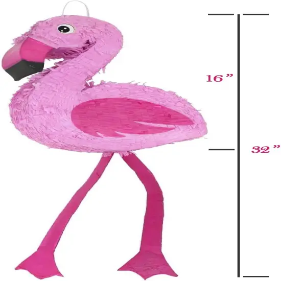 16-Inch Pink Flamingo Pinata for Kids Birthday Party, Tropical Hawaiian flamingo Party Decor. Fiestas Decorations Party Favors (16 x 13 x 4 In) {2}