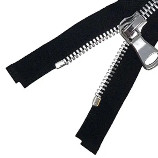 8MM Two Way Separating Open Bottom Zipper Black Silver 36 Inch {5}