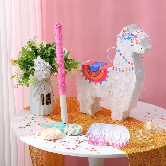 Llama Pi&ntilde;ata Fiesta for Mexican Fiesta Party Supplies, Large Llama Pi&ntilde;ata Includes Pi&ntilde;ata Stick and Blindfold, Confetti for Kids Birthday Celebrations, Mexican Themed Party, 16 x 12 x 3 Inch {2}