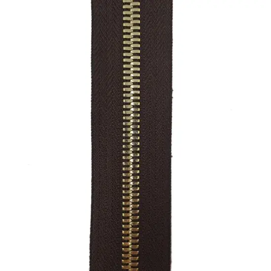 8MM Two Way Separating Open Bottom Zipper Brown Tape Brass Teeth 36" {5}