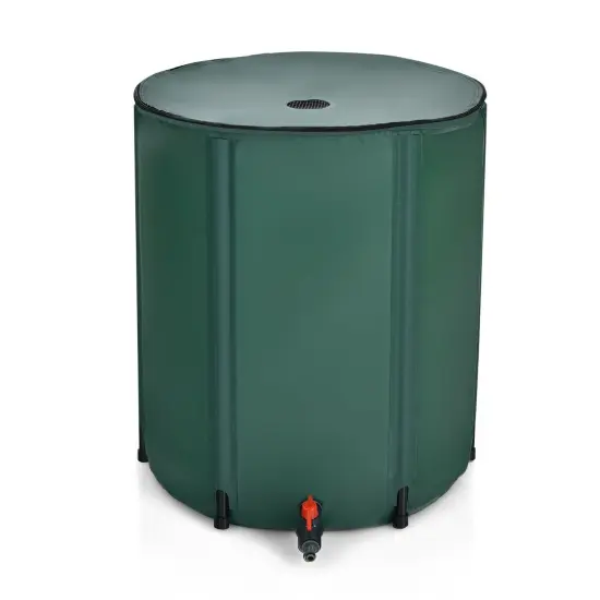60 Gallon Green Portable and Foldable Collapsible Rain Barrel Water Collector with Mesh Top {1}