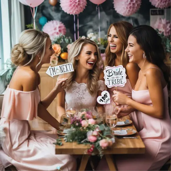 Photo Booth Props - 41-pc Photo Booth Kit with 8 x 10-Inch Sign, 60 Adhesive Pads, 45 Sticks - Team Bride Photo Booth Props - Bachelorette Props Photo Booth {3}