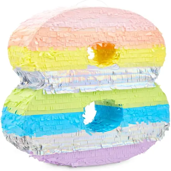 Large Number 8 Pinata for 8th Birthday Party Decorations, Rainbow Pastel (21 x 14.5 x 4 In) {1}