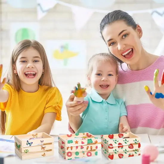 6 Pcs 6.5'' Small Wooden Crates for Mother's Day {4}