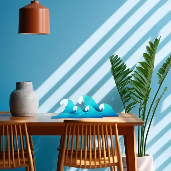 Summer Ocean Wave Wooden Decor &ndash; Summer Themed Tabletop Decoration, Waves Table Centerpiece for Beach House, Holiday Gifts, and Ocean Party Supplies {3}