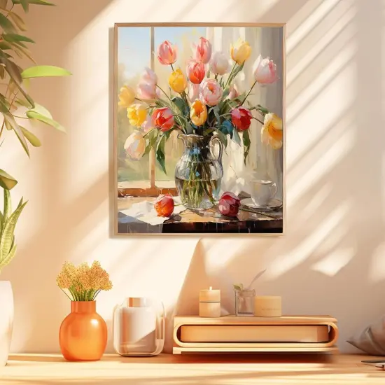 Flower Paint by Numbers Kit for Adults Canvas-Flower Paint by Numbers Kits for Adults,Flowers Painting by Numbers Adult for Gift Home Wall Decor(16x20inch) {3}