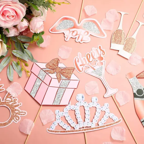 26 Pieces Bridal Shower Wedding Photo Booth Props Bachelorette Photo Props Rose Gold Pink Future Wife Party Decorations for Bridal Shower Out Hen Party Gift Accessories {2}