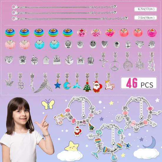 Girls Charm Bracelet Making Kit, Unicorn Toy Gifts for Ages 6 7 8 9 10+ Girls DIY Jewelry Making Kit for 8-12 {2}