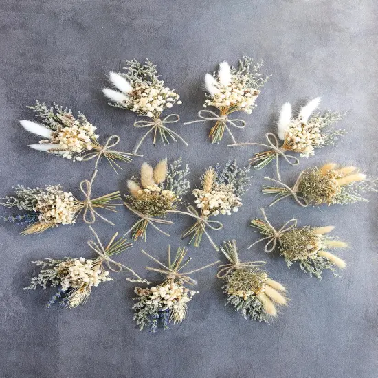 Mini Dried Flower Bouquet Set (12pcs), Cake Bouquet, Dried Flower Decoration, Shooting Prop, Envelope Decoration Dried Flower(Primary Colour) {2}