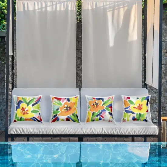 Stupell Industries Fresh Vivid Blossoms 4pc Outdoor Printed Pillow Set design by June Erica Vess, 18 x 7 x 18 {3}