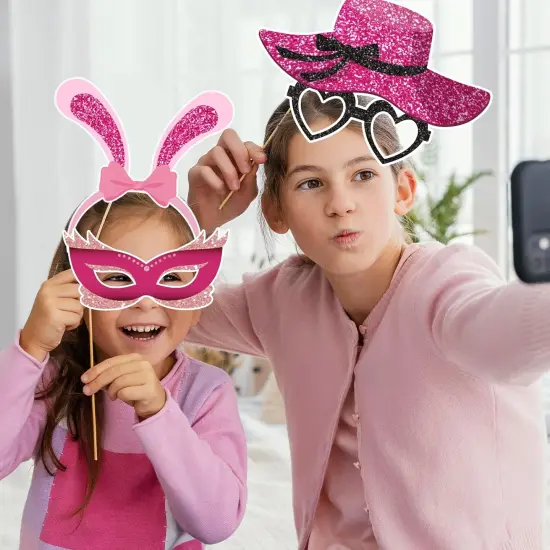 30 Pieces Hot Pink Girls Birthday Photo Booth Props Kit {5}