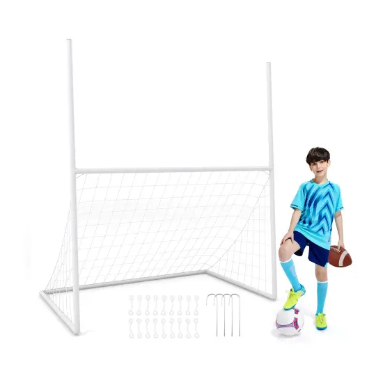 2-in-1 Kids Soccer & Football Goal &ndash; UPVC Frame with Heavy-Duty Net & Ground Stakes {1}