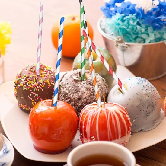 200 Striped Paper Straws, Biodegradable Disposable Drinking Colorful Straws for Birthdays, Coffee, Cocktail, Lemonade, Weddings, Bridal, Baby Shower, DIY Decorations {2}