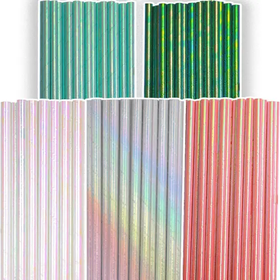 150pcs Iridescent Paper Straws for Drinking Disposable Sraws Disposable Straws Bulk（5 Color Muli {1}