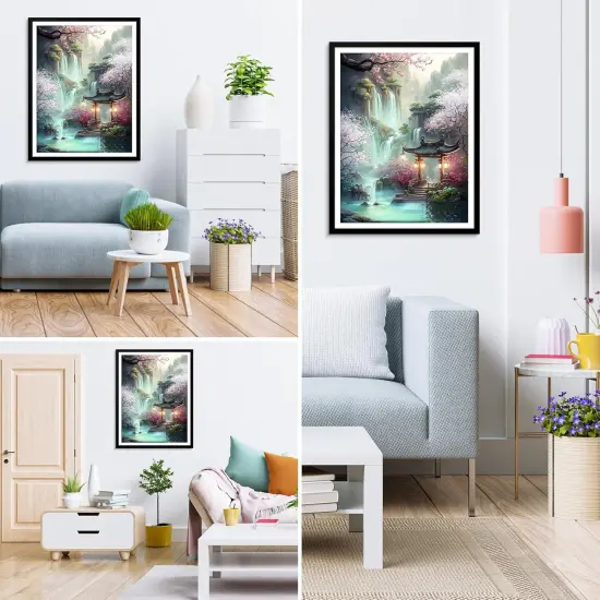 DIY 5D Diamond Art Painting Kits for Adults Diamond Art Scenery Waterfall Flower Diamond Art Painting Full Drill Crystal Rhinestone Embroidery Craft Kits for Home Wall Decor Gifts, 12x16inch {3}