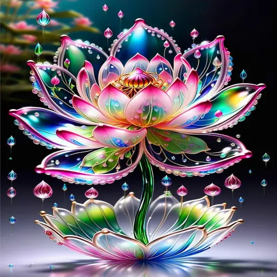 Lotus Diamond Painting Kits for Adults Beginners - Lotus Flowers Diamond Art Kits for Adults, Full Drill DIY 5D Diamond Painting Flowers Gem Art Crafts Kits for Home Wall Decor 12x16 in {1}