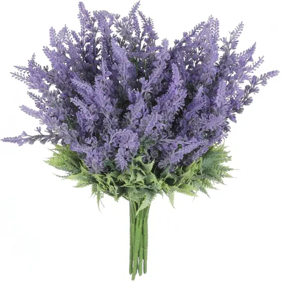 Lavender Artificial Flowers Bulk Stems Faux Purple Plants Real-Touch Bouquets DIY Home Decoration, 8pcs {3}