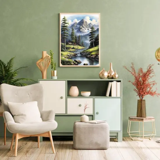 Landscape Paint by Numbers for Adults - Mountain Pine Paint by Numbers for Adults with Brushes, Art Crafts Canvas for Home Decoration 16 x 20 Inch {2}