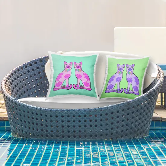 Stupell Industries Funky Whimsy Cat Pairs 2pc Outdoor Printed Pillow Set design by Katie Conley, 18 x 7 x 18 {3}