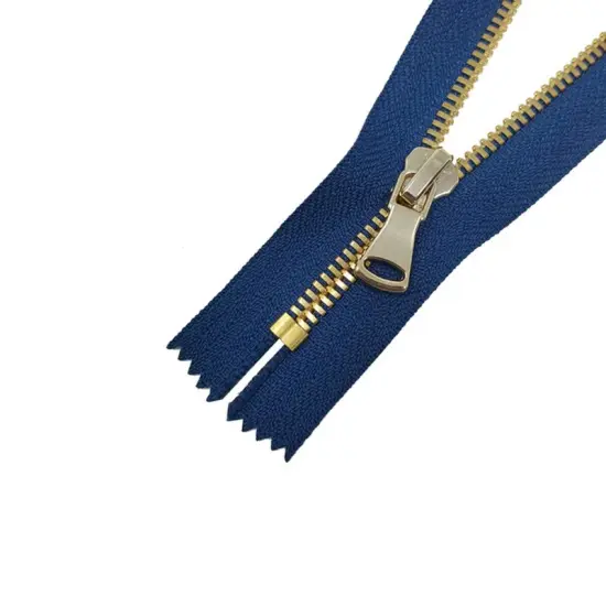 5MM Closed Bottom Zipper Navy Tape Brass Teeth 7 Inches {2}