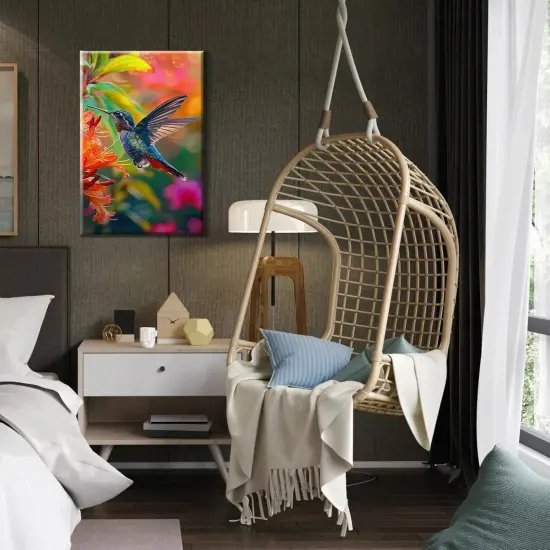 Framed Paint by Numbers Kit for Adults, Hummingbird Paint by Numbers Kit for Adults with Easel, DIY Flower Bird Paint by Number with Frame, Adult Paint by Number Kits Framed Canvas 8x12 Inch {5}