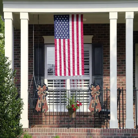 Large 4th of July Bows for Wreath, Patriotic Wreath Bows American Flags Bow Natural Burlap Craft Bow Memorial Day Farmhouse Bows for Front Door Fourth of July Memorial Day Decorations {4}