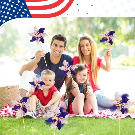 12Pcs American Flag Patriotic Pinwheels Fourth of July Decor Outdoor {5}
