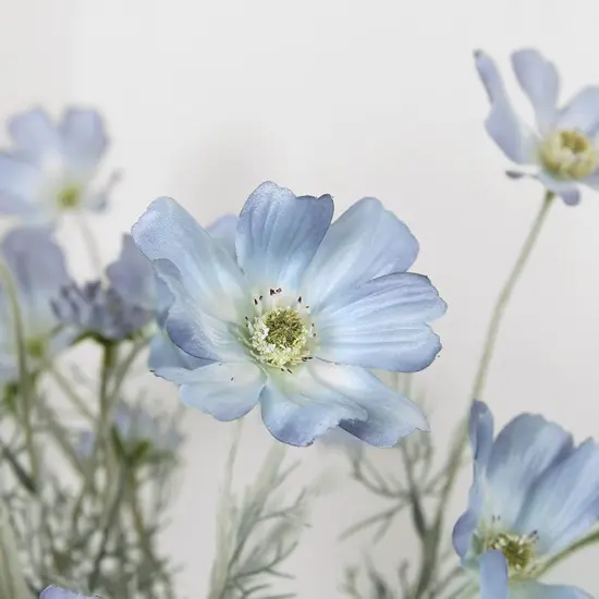 2 Pcs Artificial Fake Flowers Plants Cosmos Silk Flower Arrangements Wedding Bouquets Decorations Plastic Floral Table Centerpieces for Home Kitchen Garden Party Decor Approx 23.6'' High - Light Blue {3}