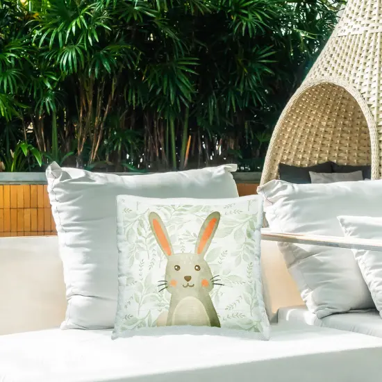 Stupell Industries Joyful Bunny on Botanicals Outdoor Printed Pillow design by Kim Allen, 18 x 7 x 18 {2}