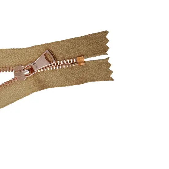 5MM Closed Bottom Zipper Beige Tape Rose Gold Teeth 7&ndash;20 Inche {4}
