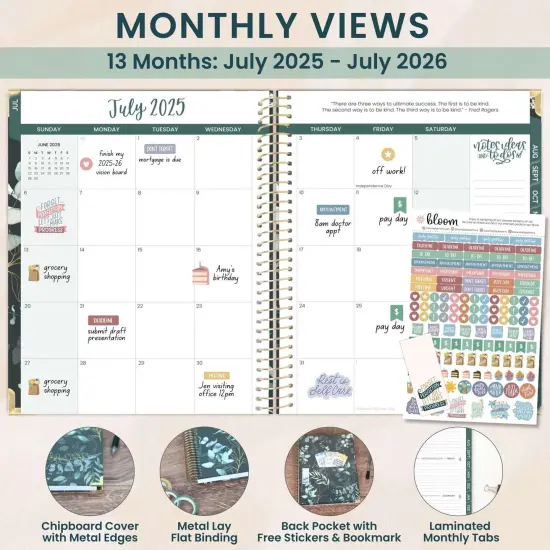 bloom daily planners 2025-26 Academic Planner, Hard Cover, 8.5" x 11", Eucalyptus, Green {3}