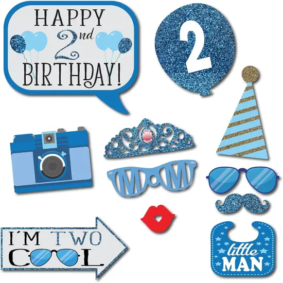 2nd Birthday Boy Photo Booth Props - 41-pc Photobooth Kit {4}