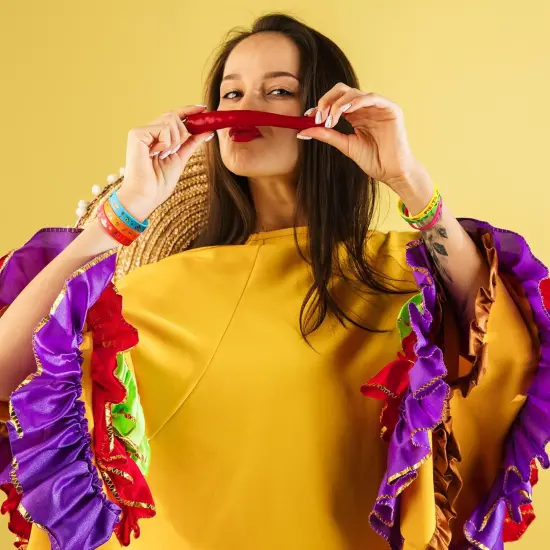 24 Pcs Mexican Fiesta Party Favors, Cinco De Mayo Gifts, Mexican Bracelets with Taco Cactus Pi&ntilde;ata Pattern for taco party favors(Fiesta) {4}