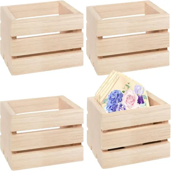 4 Pack Mini Rustic Wooden Crates {1}