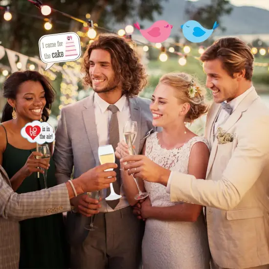 Photo Booth Props, 31Pcs Set of Wedding Party Supplies & Decorations, Selfie Station With Real Glitter Cute Backdrop {4}