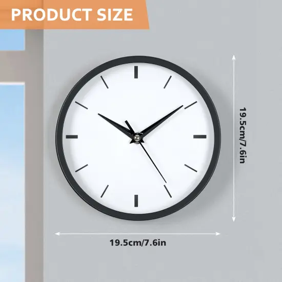 8 Inch Stainless Steel Wall Clock (20 cm) - Silent Battery Operated Non-Ticking Clock with Brushed Metal Finish, Black Dial for Living Room, Bedroom, Office {2}