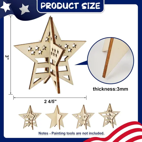 DIY 3D 4th of July Stars Wood Crafts {5}