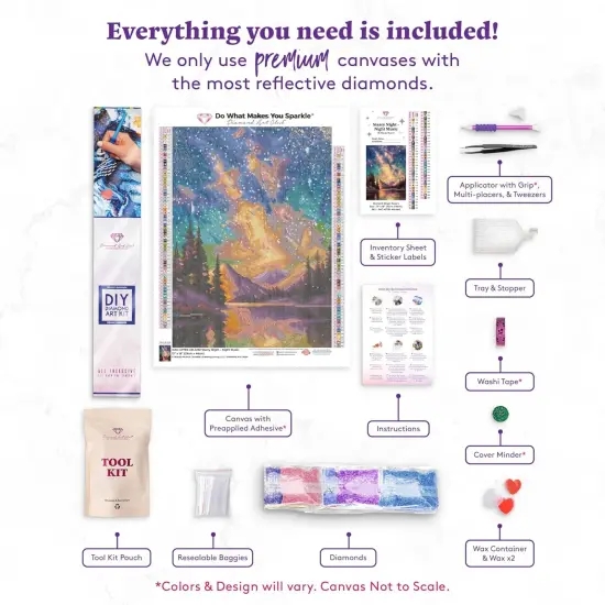 Starry Night- Night Music 5D Diamond Painting Kit, Star Diamond Canvas, Square Diamond Art for Adults and All Ages, 13" x 18" (33 x 46 cm) {5}