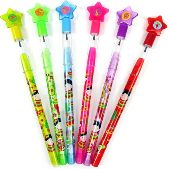 TINYMILLS 24 Pcs Mexican Fiesta Tacos Multi Point Pencils Stackable Stacking Pencil with Eraser for Pinata Filler Goodie Bag Stuffers Classroom Rewards Cinco de Mayo Party Favors {2}