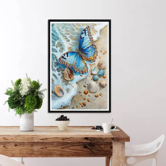 DIY 5D Diamond Painting Kits for Adults Butterfly - Paint with Diamond Art Kits for Adults Beaches Full Drill Round Canvas Mosaic Beginner Home Wall Decor Gift 12x16 inch z10 {2}